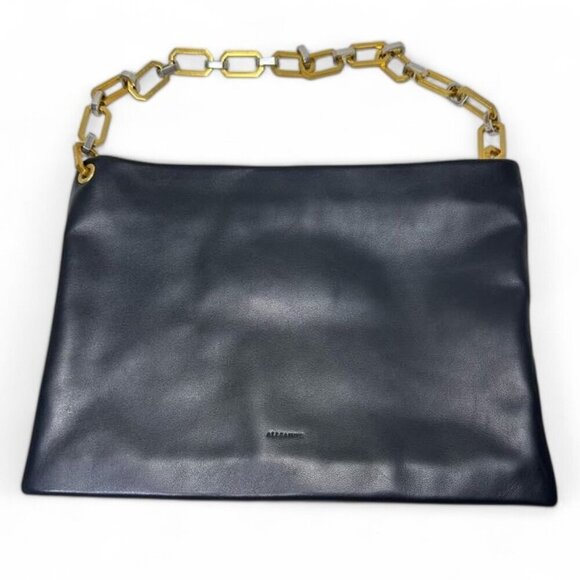 ALL SAINTS Bettina Leather Chain Shoulder Bag Black NWOT - Picture 1 of 16